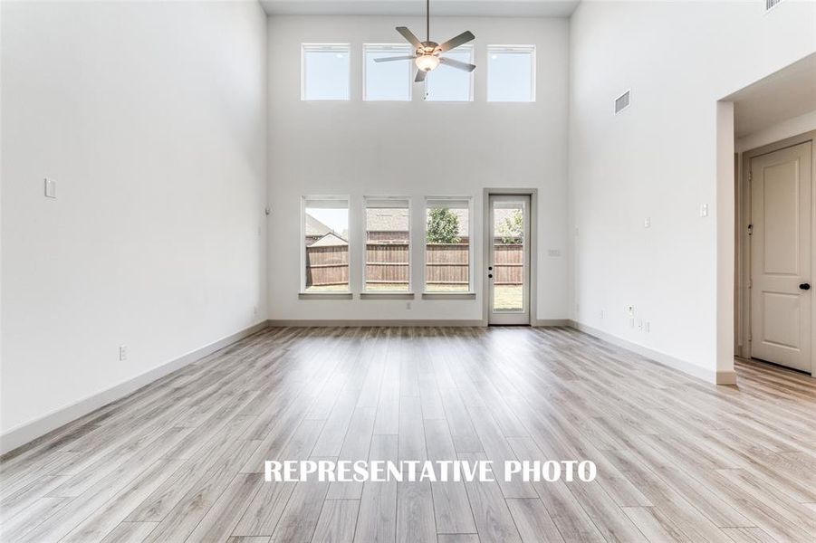 With floor to ceiling windows, this home is flooded with natural light both upstairs and down!  REPRESENTATIVE PHOTO.