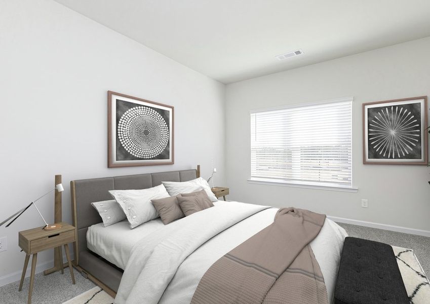 Rest and relaxation await in the master bedroom