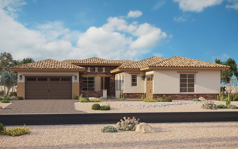 Representative exterior photo of a completed home built from the Belmonte by Elliott Homes in Bellero Estates, Queen Creek, AZ (Image 2).