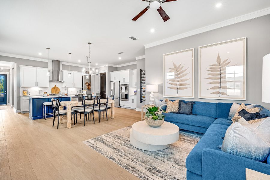 Representative furnished interior of a home built from the Lucas by Fischer Homes in The Villas at Longleaf Park, a Watersound Origins® community, Inlet Beach (Image 12).