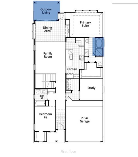 2D floor plan layout of this home in Sandbrock Ranch: 45ft. lots, Aubrey, TX (Image 3). 2D floor plan layout of this home in Sandbrock Ranch: 45ft. lots, Aubrey, TX (Image 3).