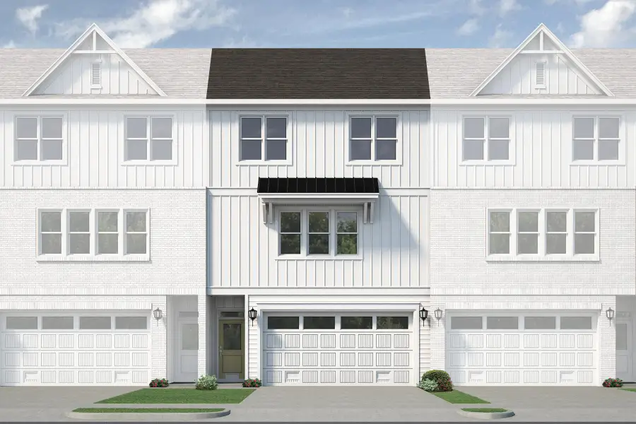 Front exterior of a new home in Anchors Bend Townes, Wilmington, NC, highlighting curb appeal (Image 8). Front exterior of a new home in Anchors Bend Townes, Wilmington, NC, highlighting curb appeal (Image 8).