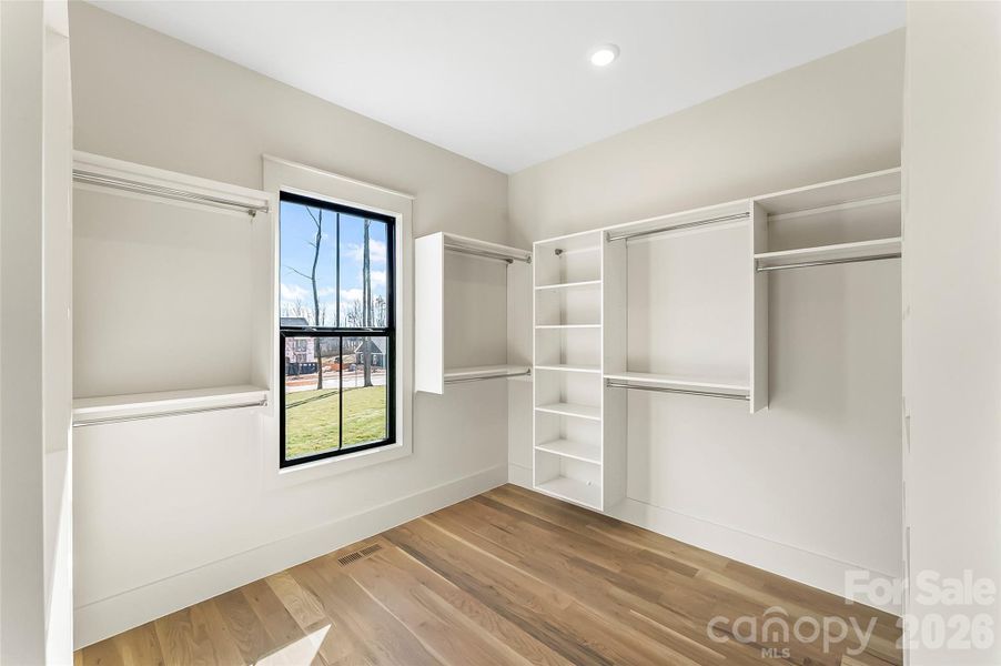 Custom closets throughout the home.