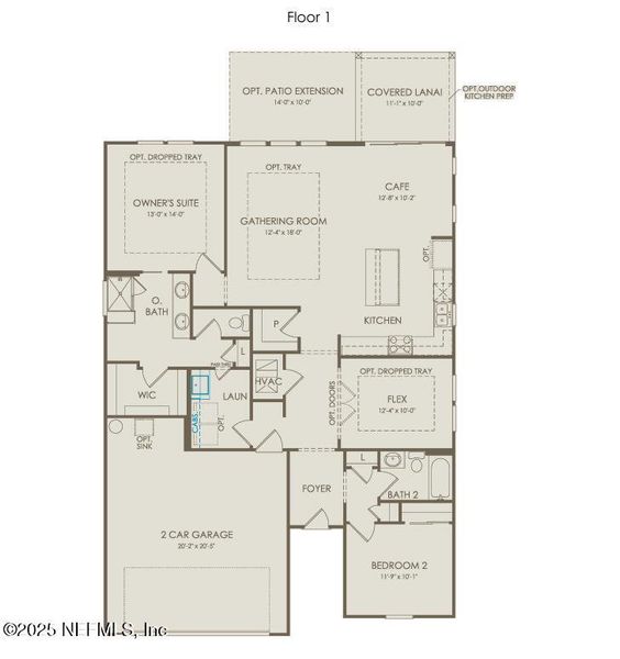 2D floor plan layout of this home in Del Webb Wildlight, Yulee, FL (Image 4).