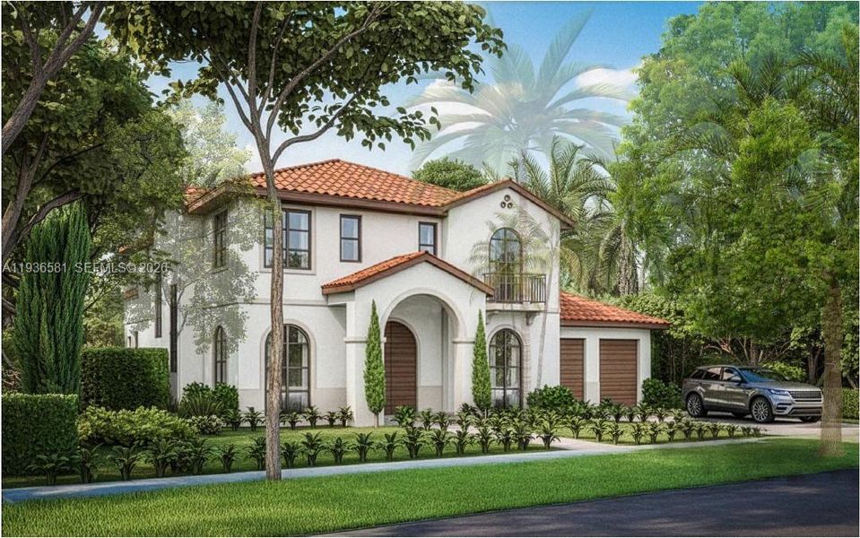 Front exterior of a new home in , Coral Gables, FL, highlighting curb appeal (Image 1). Front exterior of a new home in , Coral Gables, FL, highlighting curb appeal (Image 1).