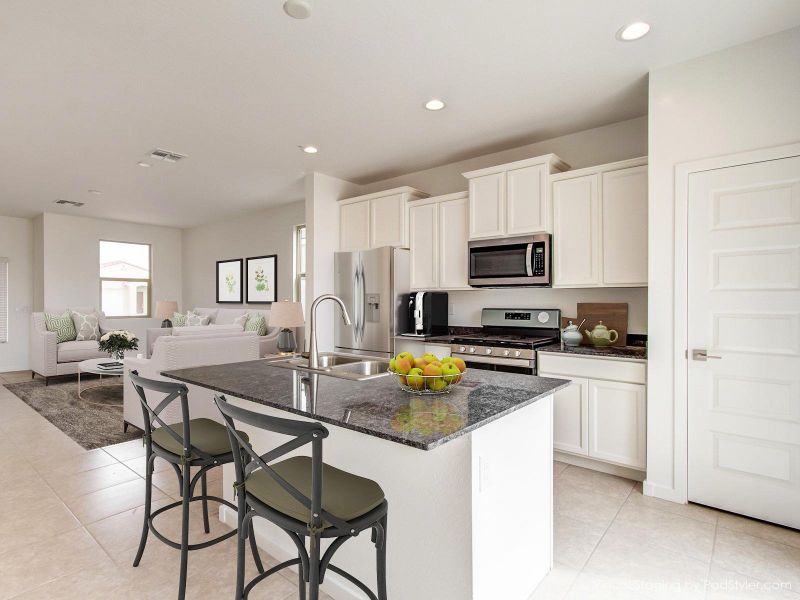 Kitchen to Great Room in the Mayfair floorplan