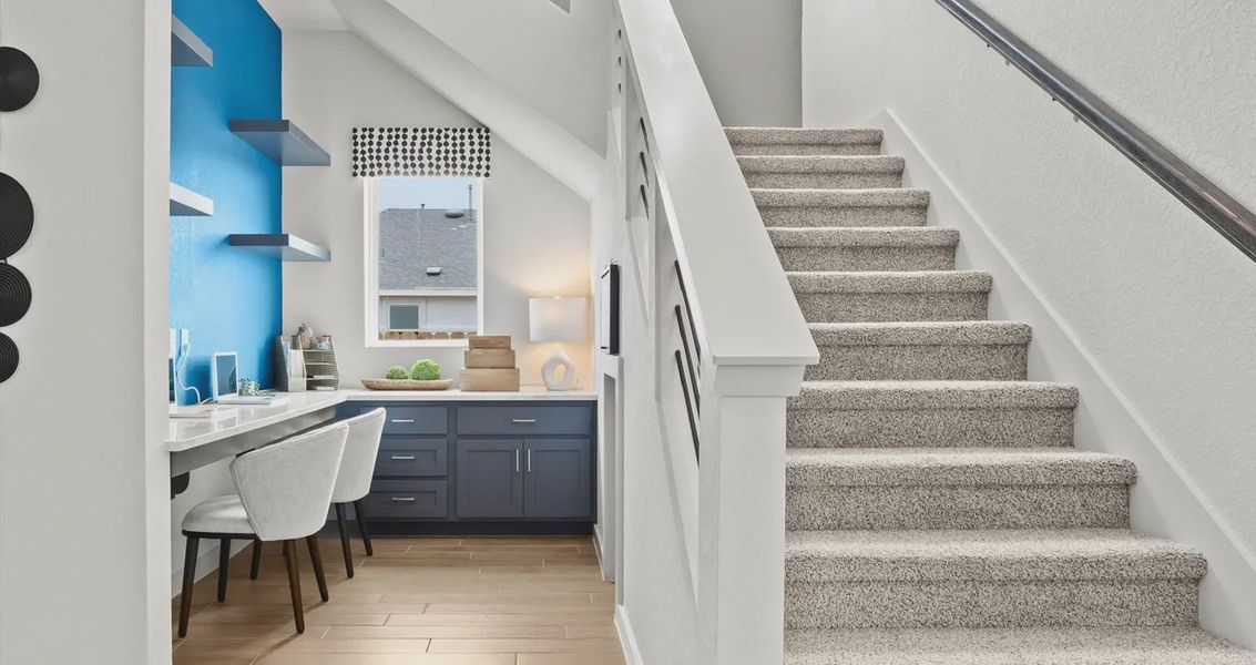 Representative furnished interior of a home built from the Davis by Chesmar Homes in Stream Waters, Buda (Image 8).
