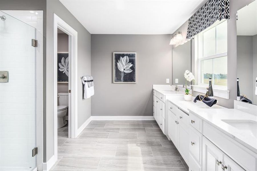 Representative furnished interior of a home built from the Versailles by Ryan Homes in Eagles Crest, Cornelia (Image 8).