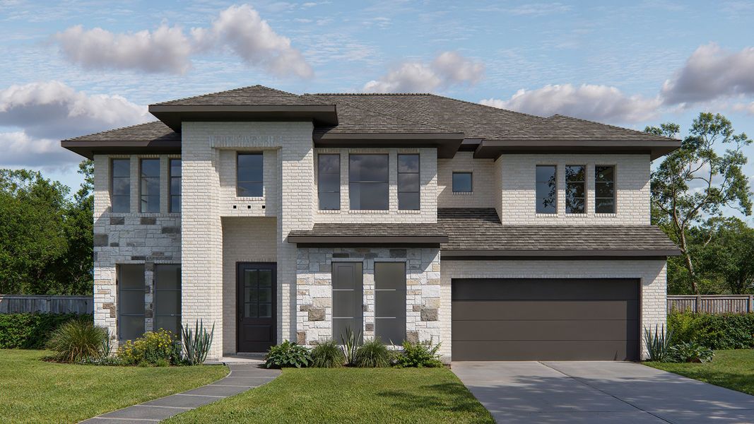 Representative exterior photo of a completed home built from the 3593P by Perry Homes in Audubon, Pinehurst, TX (Image 4).