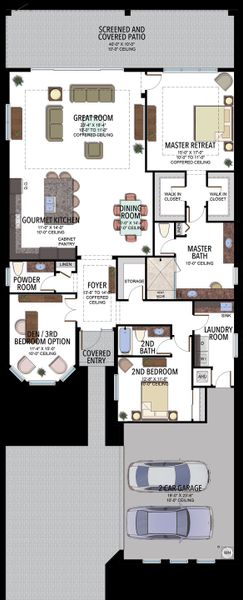 2D floor plan layout for the Vienna by GL Homes in Valencia Grand (55+), Boynton Beach, FL (Image 3).
