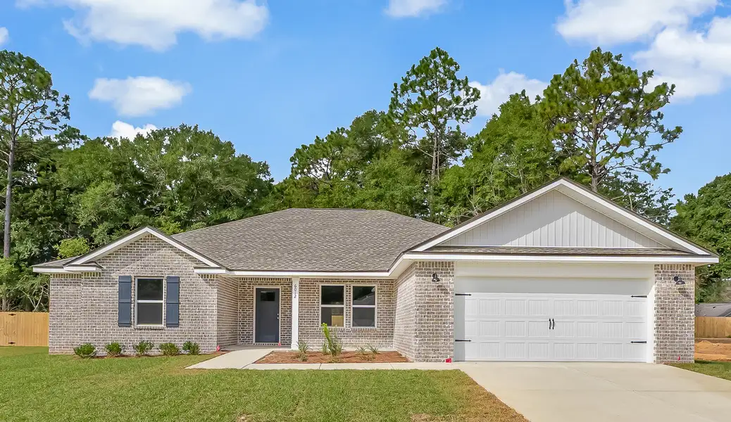 Representative exterior photo of a completed home built from the Dalton by CJL Homes in Oak Hollow, Crestview, FL (Image 1).