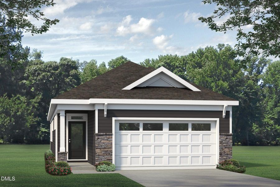 Front exterior of a new home in The Walk at East Village, Clayton, NC, highlighting curb appeal (Image 1). Front exterior of a new home in The Walk at East Village, Clayton, NC, highlighting curb appeal (Image 1).