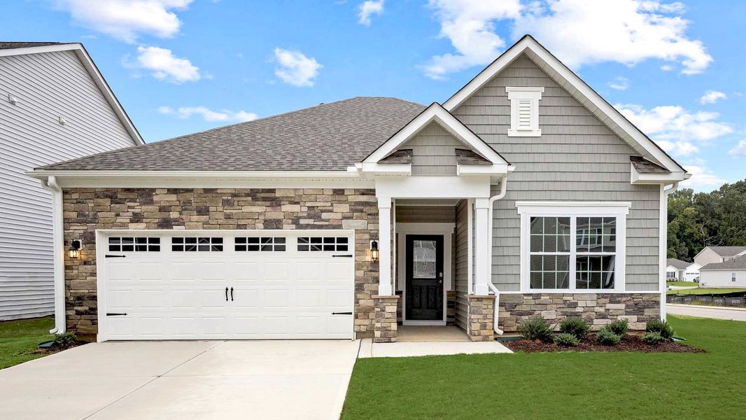 Representative exterior photo of a completed home built from the Aria by D.R. Horton in Hawley Glen, Lillington, NC (Image 2). Representative exterior photo of a completed home built from the Aria by D.R. Horton in Hawley Glen, Lillington, NC (Image 2).