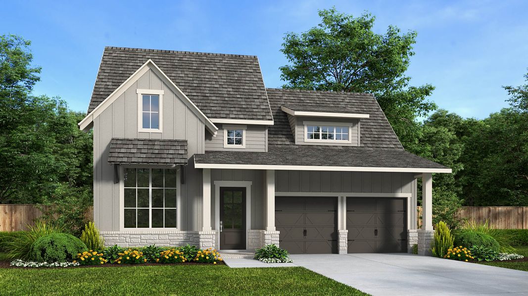 Representative exterior photo of a completed home built from the 2504W by Perry Homes in Santa Rita Ranch Tierra Rosa, Liberty Hill, TX (Image 26).