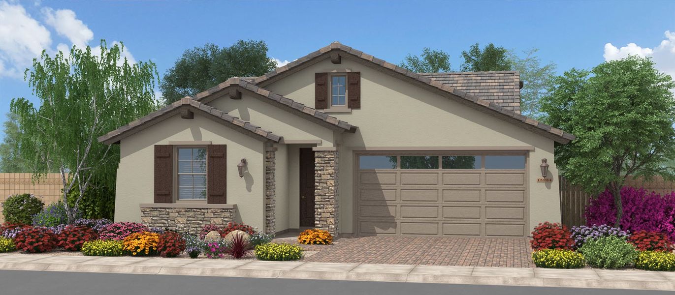 Front exterior of a home in the Silverado at Enclave community, located in Litchfield Park, AZ (Image 11).