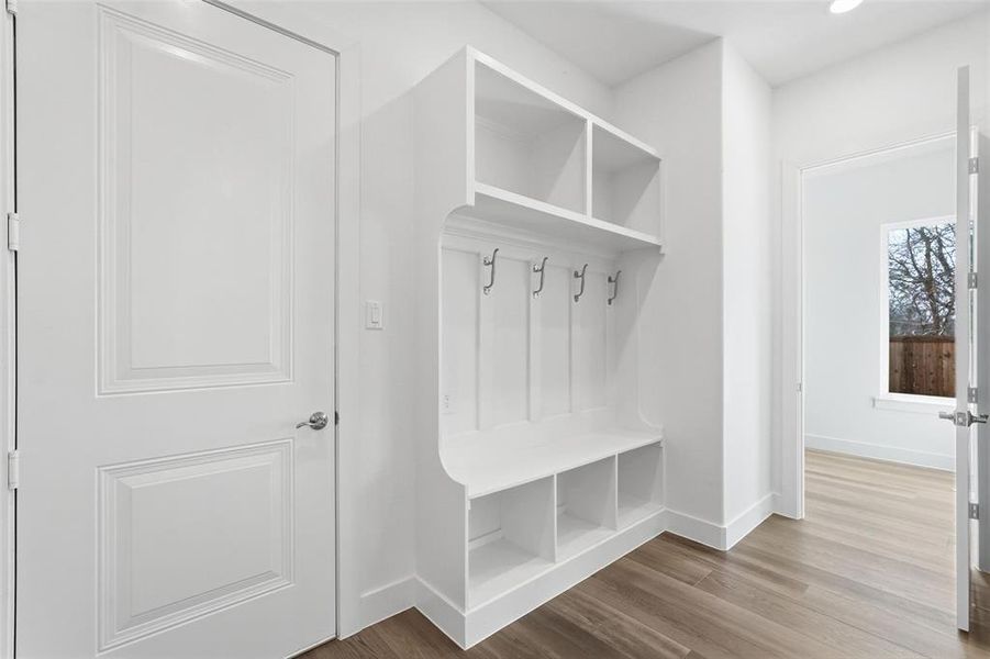 Mud Room with built in shelving