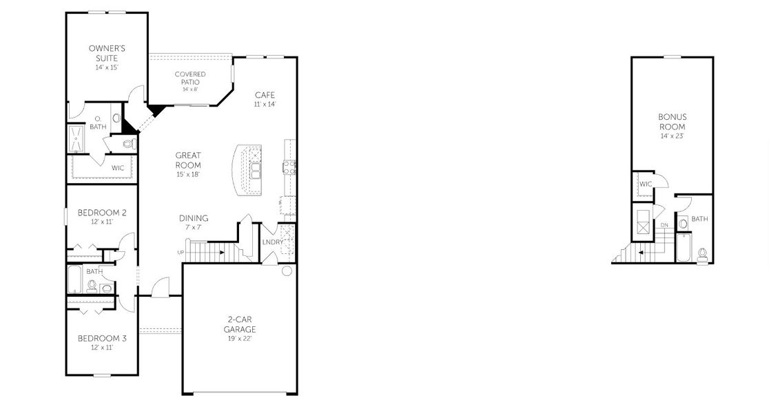 2D floor plan layout for the Cambridge II - 50' Homesites by Dream Finders Homes in Bellbrooke, Jacksonville, FL (Image 5).