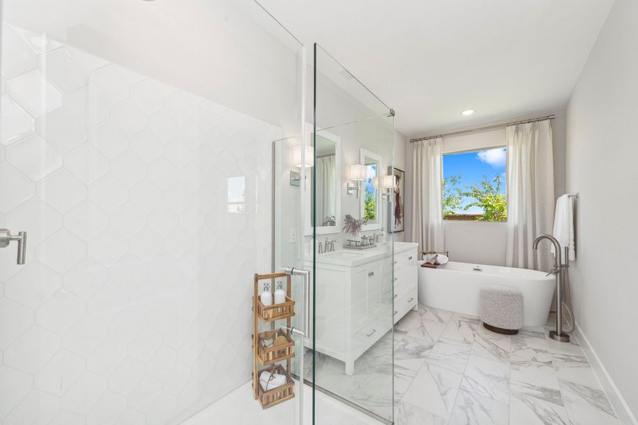 Primary bath with glass shower enclosure Primary bath with glass shower enclosure