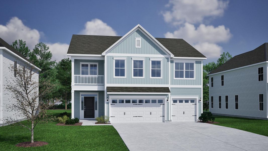 Front exterior of a new home in Lochton, Summerville, SC, highlighting curb appeal (Image 2). Front exterior of a new home in Lochton, Summerville, SC, highlighting curb appeal (Image 2).