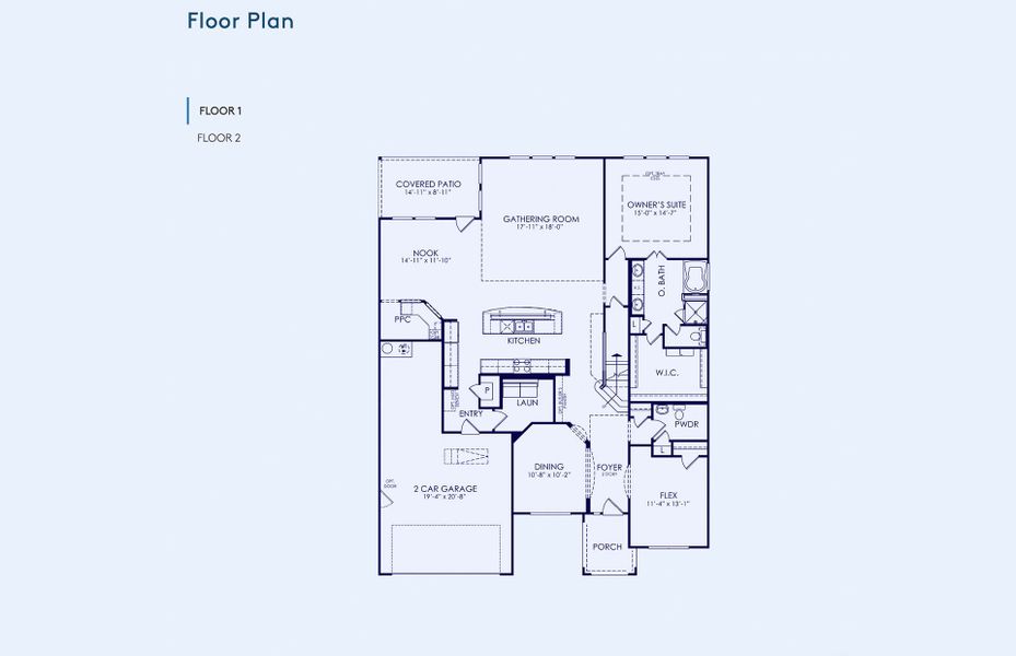 2D floor plan layout of this home in Bluffview Reserve, Leander, TX (Image 5).