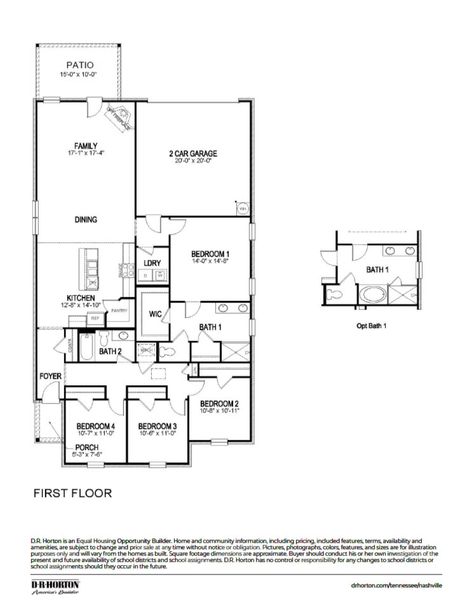2D floor plan layout of this home in Reserve at Hickory Ridge, Columbia, TN (Image 4).
