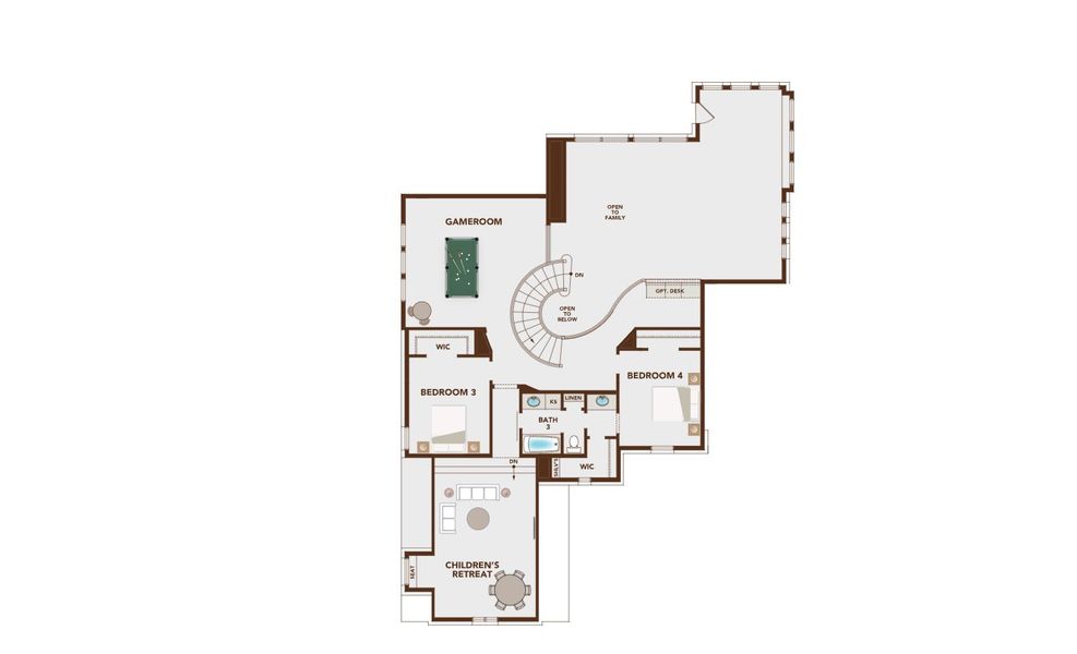 2D floor plan layout for the Grand South Pointe by Grand Homes in Ridgeline, McKinney, TX (Image 4).