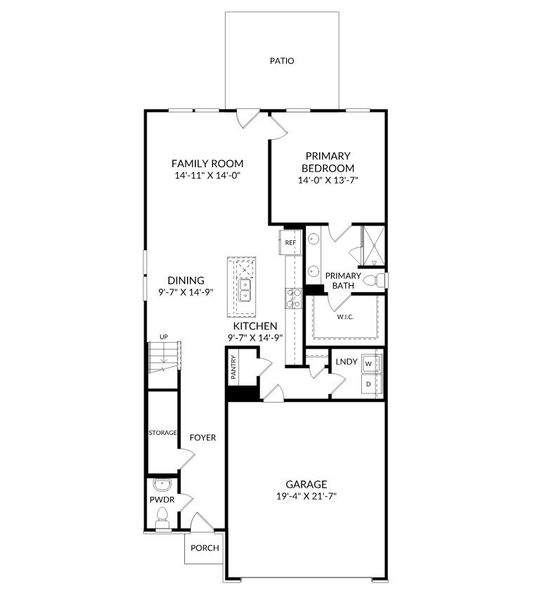 2D floor plan layout for the The Yarmouth by Stanley Martin Homes in The Mill at Woodcreek Farms, Elgin, SC (Image 4).