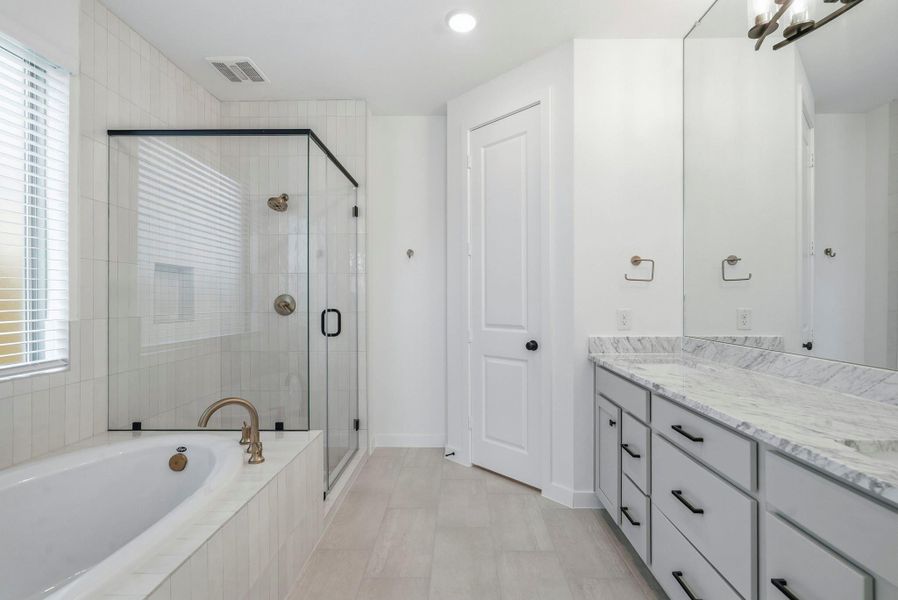Serene Bathroom Retreat Featuring Sophisticated Finishes Throughout Serene Bathroom Retreat Featuring Sophisticated Finishes Throughout