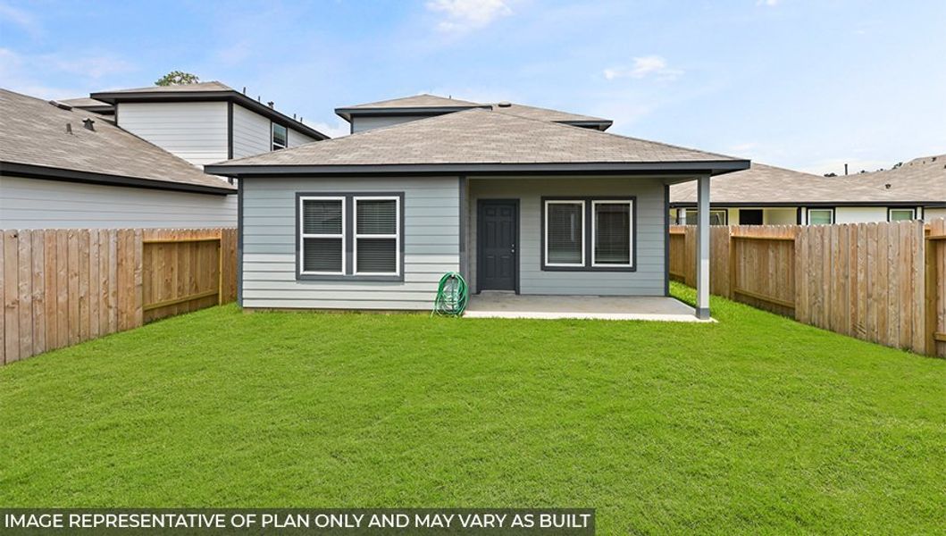 Representative exterior photo of a completed home built from the Justin by D.R. Horton in The Canopies, Splendora, TX (Image 13). Representative exterior photo of a completed home built from the Justin by D.R. Horton in The Canopies, Splendora, TX (Image 13).