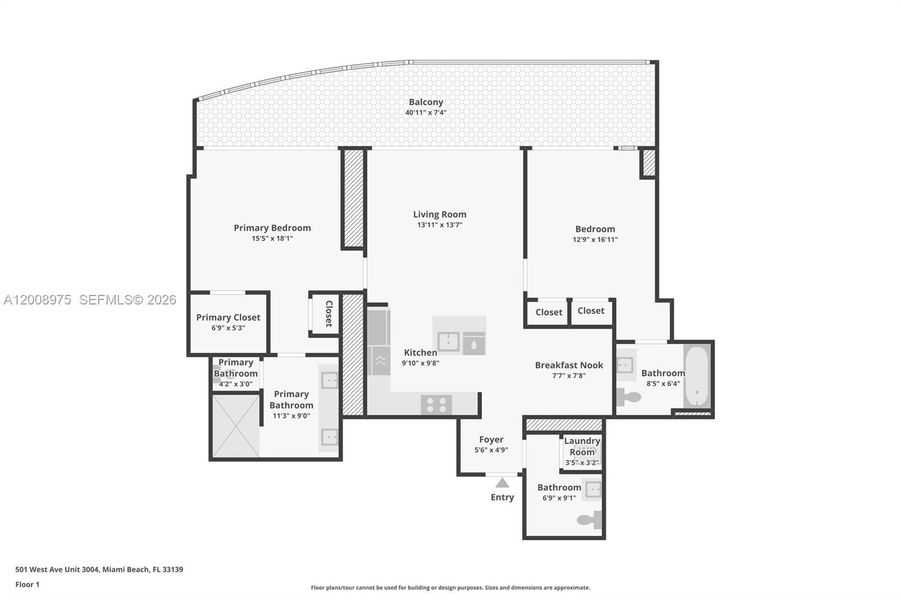 2D floor plan layout of this home in Five Park, Miami Beach, FL (Image 4).