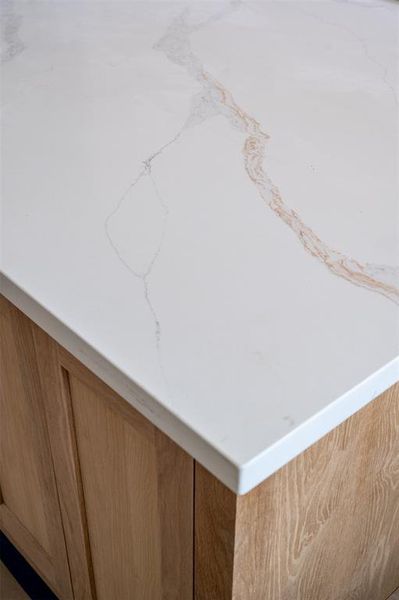 Island quartz countertop selection.