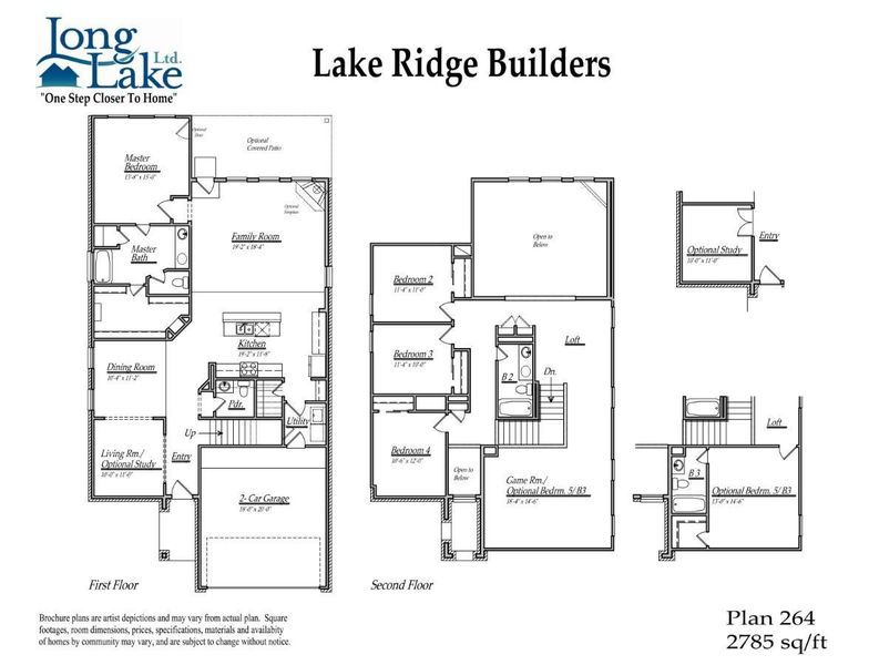 Plan 264 features 4 bedrooms, 2 full baths, 1 half bath,  and over 2,700 square feet of living space.