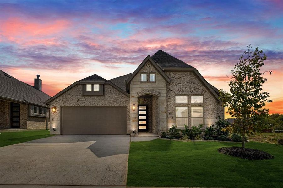 Front exterior of a new home in Eagle Glen 50, Alvarado, TX, highlighting curb appeal (Image 2). Front exterior of a new home in Eagle Glen 50, Alvarado, TX, highlighting curb appeal (Image 2).