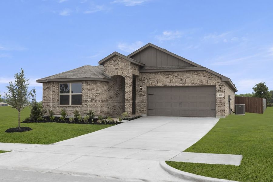 Front exterior of a new home in Belmont, Aubrey, TX, highlighting curb appeal (Image 2). Front exterior of a new home in Belmont, Aubrey, TX, highlighting curb appeal (Image 2).