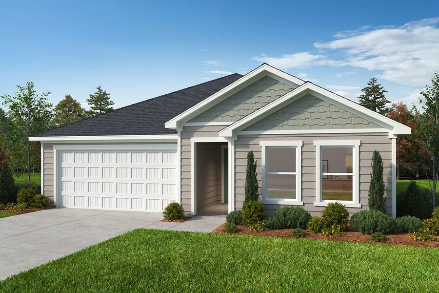 Representative exterior photo of a completed home built from the Plan 1582 by KB Home in Utley Farms, New Hill, NC (Image 5).
