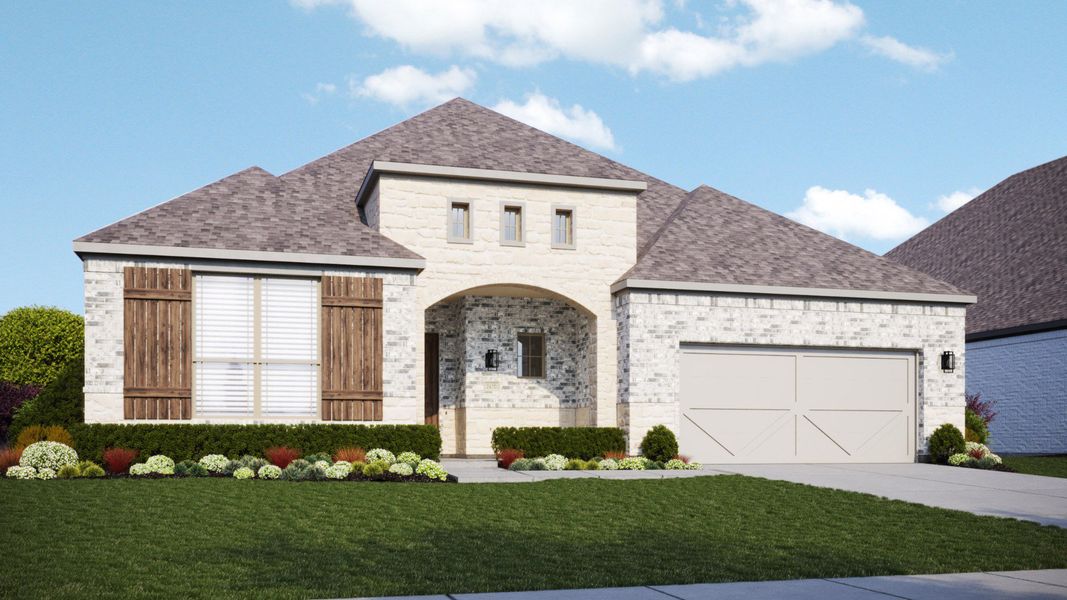 Representative exterior photo of a completed home built from the Yale by DRB Homes in Green Meadows Classic, Celina, TX (Image 4).