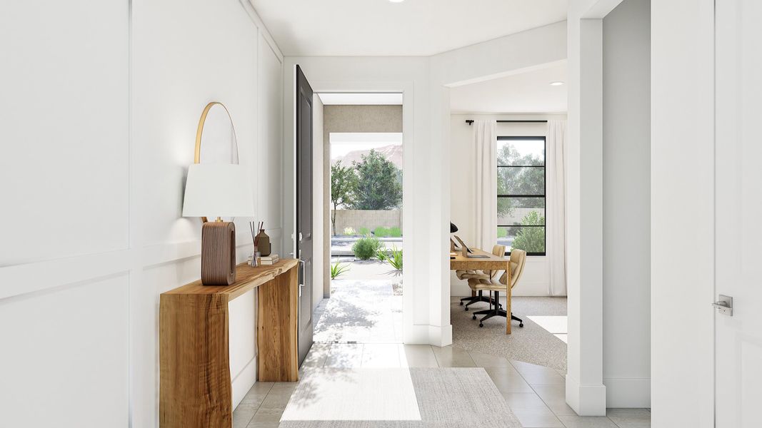 Foyer with decorative feature wall