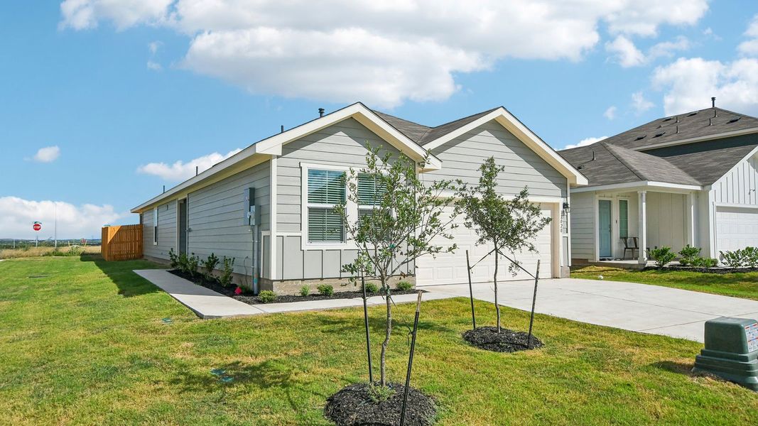 Front exterior of a new home in Durango, Mustang Ridge, TX, highlighting curb appeal (Image 21).