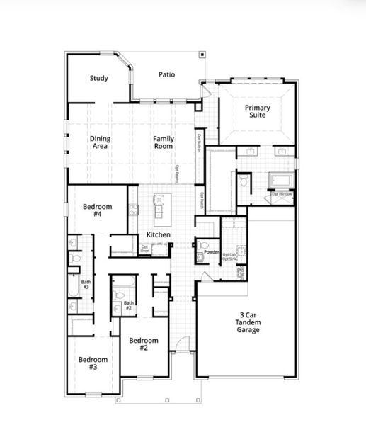2D floor plan layout for the Appleton by Highland Homes in Goodland, Venus, TX (Image 4).