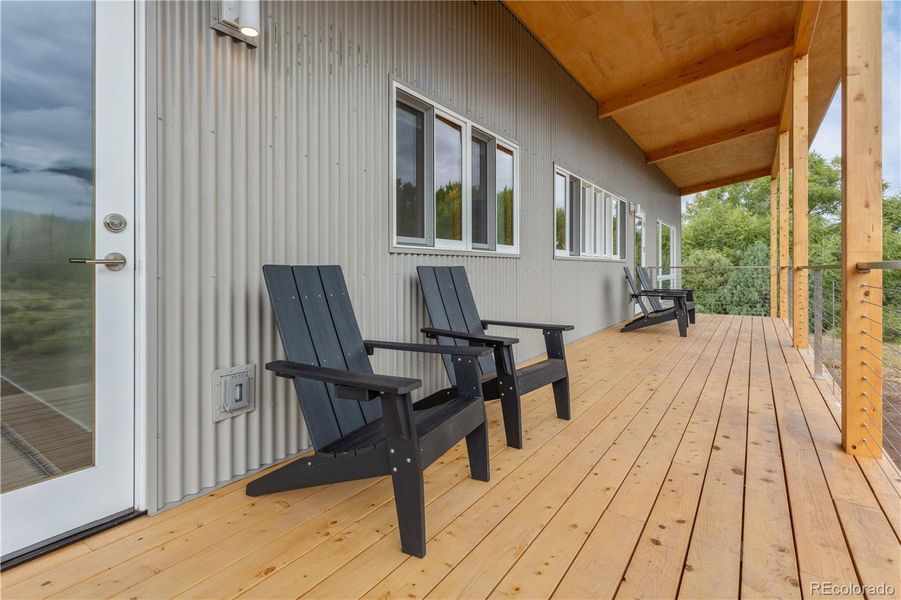 east-facing deck look towards Spanish Creek and Unit 1's access to east-facing deck.