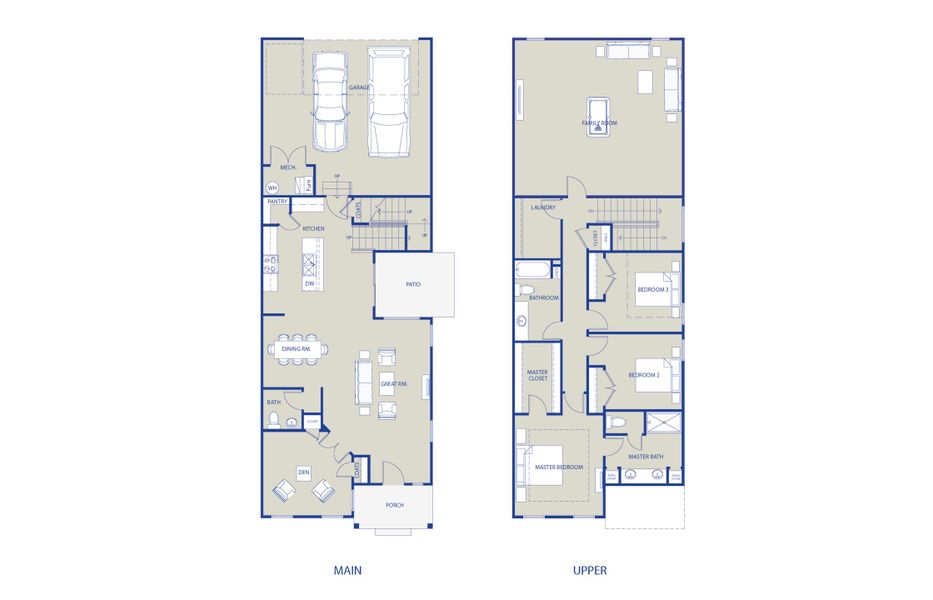 2D floor plan layout for the Redwood by Perfection Builders in Heritage Commons, Andover, KS (Image 3).