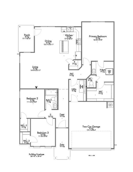 2D floor plan layout of this home in The Reserve at Foxwood, Bryan, TX (Image 3).