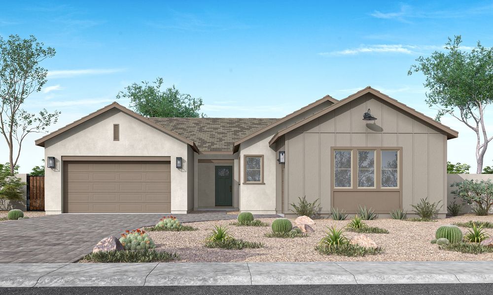 Representative exterior photo of a completed home built from the Verde Plan 5510 by Tri Pointe Homes in Navarre at Abel Ranch, Goodyear, AZ (Image 19).