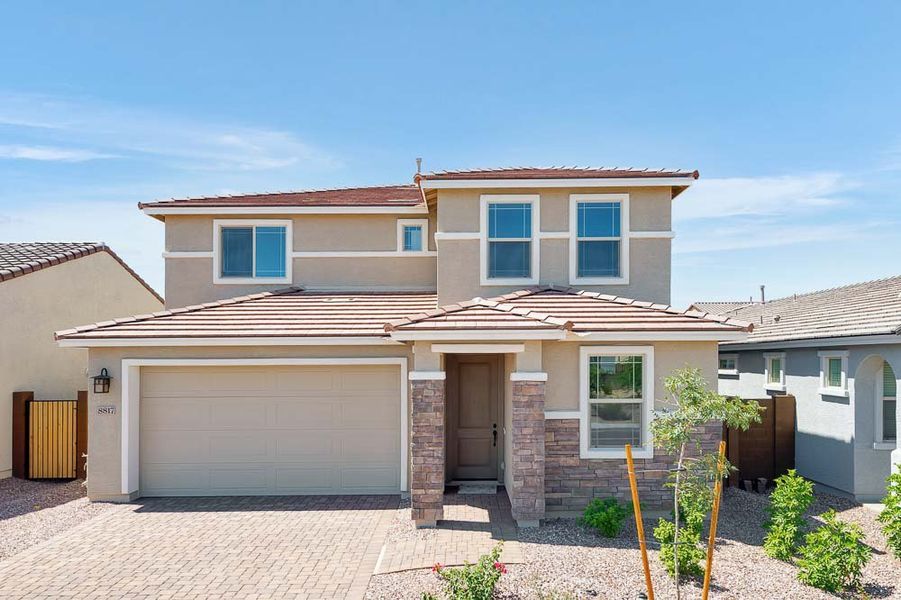 Representative exterior photo of a completed home built from the Winsor by Taylor Morrison in Stonehaven Discovery Collection, Glendale, AZ (Image 24).