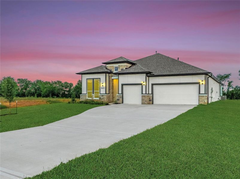 Front exterior of a new home in , Rosharon, TX, highlighting curb appeal (Image 25).