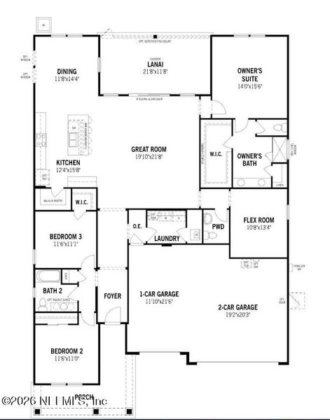2D floor plan layout of this home in RiverTown, St. Johns, FL (Image 4).