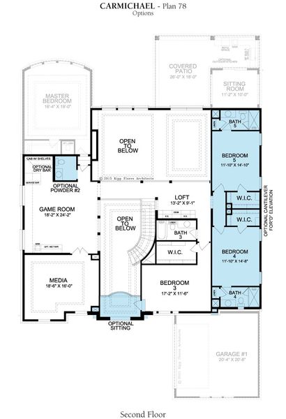 2D floor plan layout for the Carmichael by Landon Homes in Fields - Brookside North, Frisco, TX (Image 8). 2D floor plan layout for the Carmichael by Landon Homes in Fields - Brookside North, Frisco, TX (Image 8).