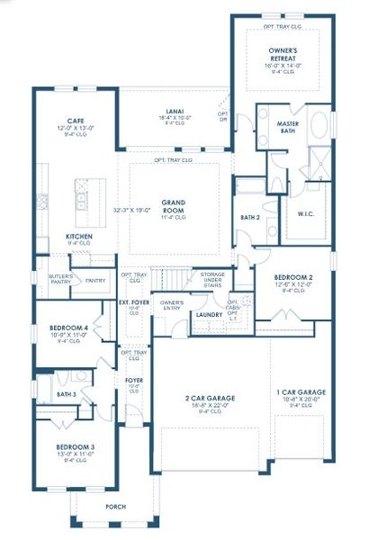 2D floor plan layout for the Bayside II by Homes by WestBay in Pasadena Ridge, Pasadena Hills, FL (Image 3).