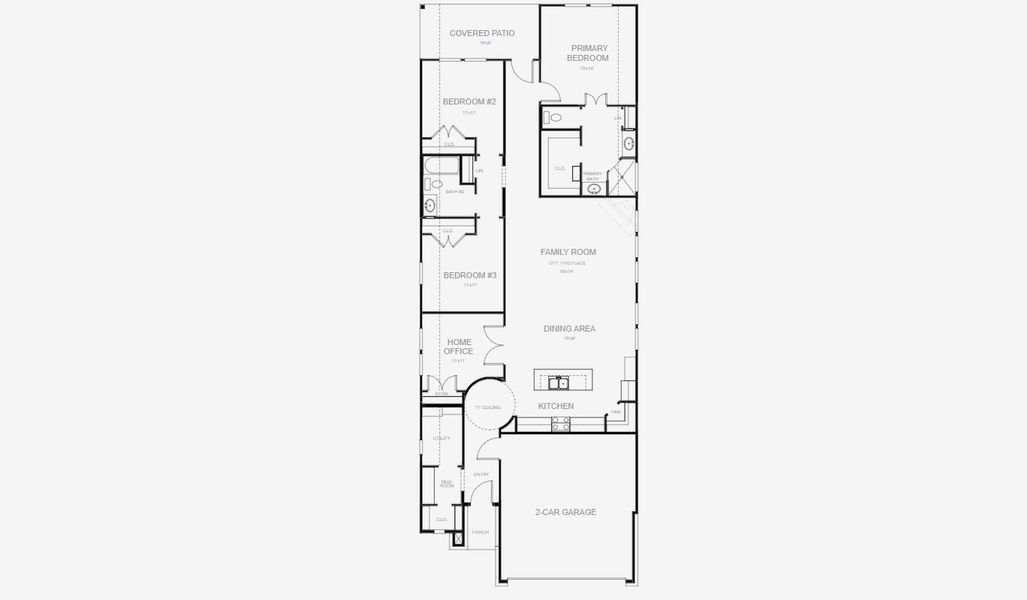 2D floor plan layout for the 1778E by Perry Homes in Solms Landing 45', New Braunfels, TX (Image 3).