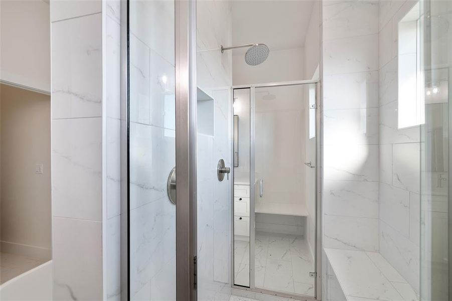 Bathroom with walk in shower